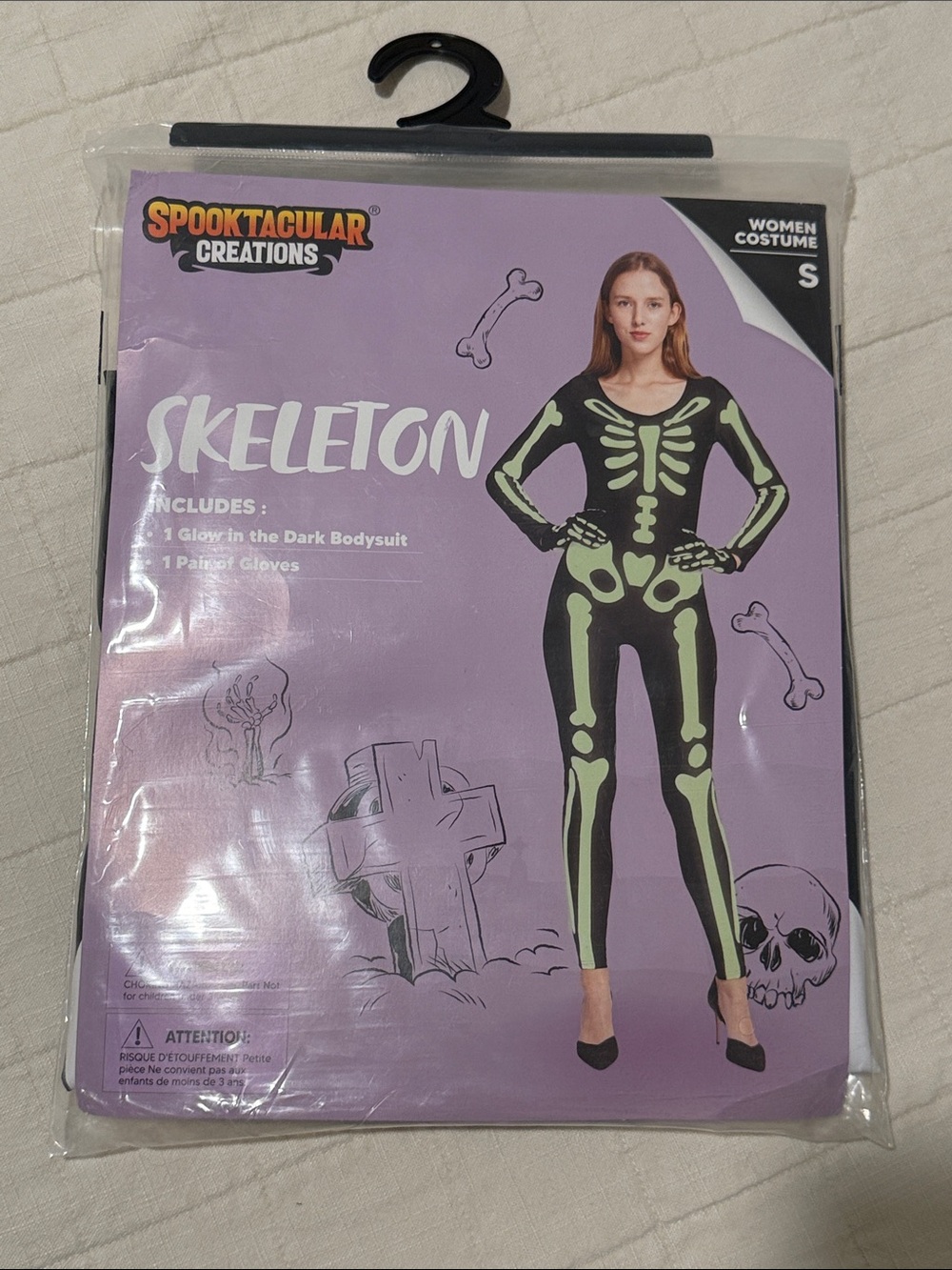 Women's Glow-In-The-Dark Skeleton Costume - Small